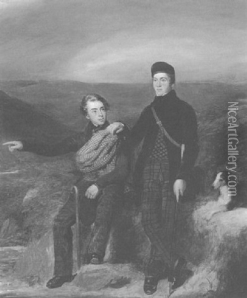 Young Gentlemen In The Highlands Oil Painting - William Geddes