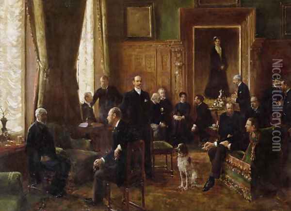 The Salon of the Countess Potocka 1887 Oil Painting - Jean-Georges Beraud