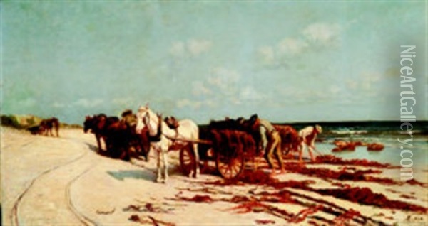 Seaweed Gatherers Oil Painting - Augustus Nicholas Burke