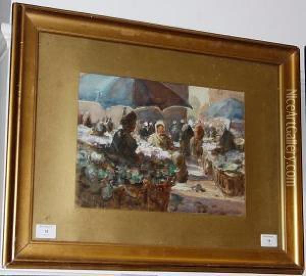 Foreign Market Oil Painting - Thomas William Morley