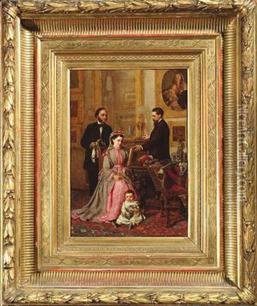 Im Salon Eines Kunsthandlers Lasst Sich Eine Elegante Dame Ein Kleines Gemalde Zeigen Oil Painting - Ludwig Graf