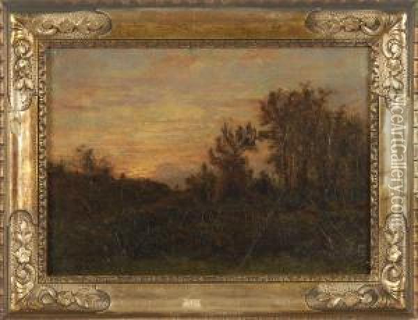 Mountain Sunset, Likely The Catskills Oil Painting - Robert Lorrdine Pyne
