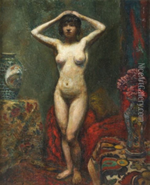 Staende Kvinneakt Oil Painting - Sigmund Sinding