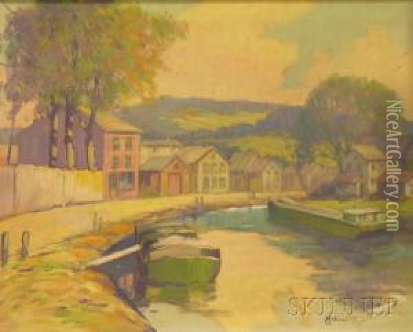 Town View With Canal Oil Painting - Graham Williams