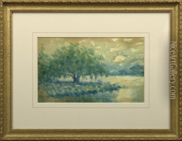 Moonrise In Early Spring (+ Sunrise In Spring; Pair) Oil Painting - Alexander John Drysdale