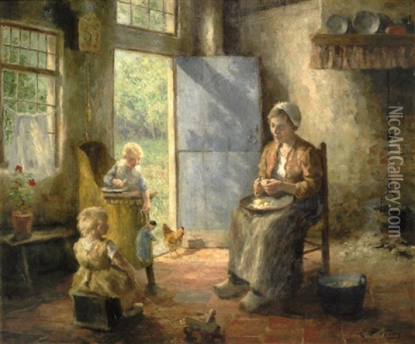 Domestic Bliss Oil Painting - Evert Pieters