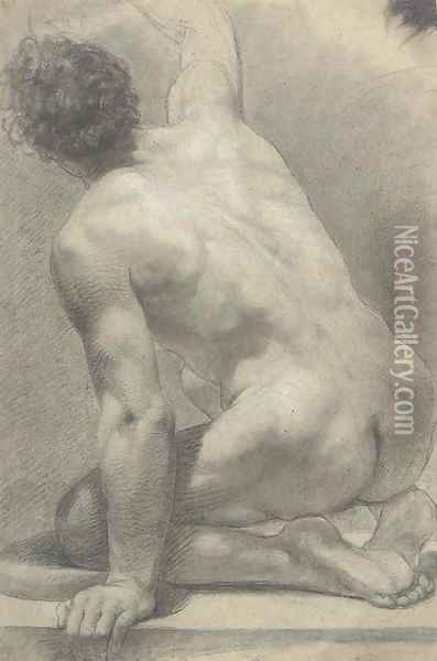 A kneeling nude seen from behind Oil Painting - Gaetano Gandolfi