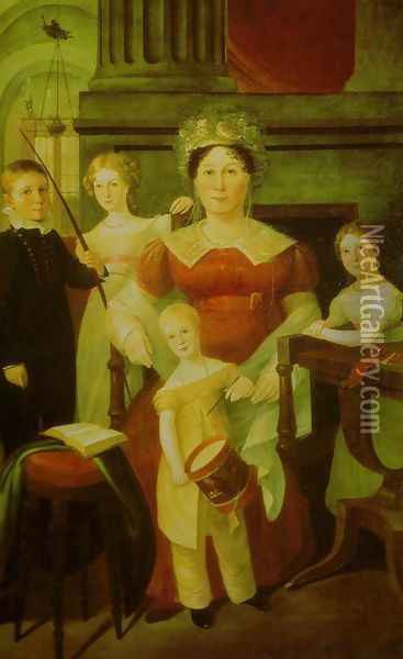 Portrait of Mrs Piper and Family Oil Painting - Augustus Earle