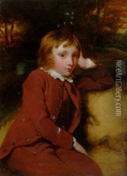 Potrait Of Master Edgcumbe In A Brown Coat And Breeches Oil Painting - Francis Philip Stephanoff