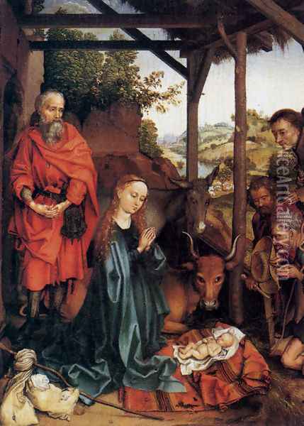 Adoration Of The Shepherds Oil Painting - Martin Schongauer