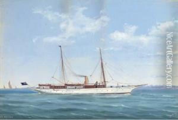 The Steam Yacht Wintonia In Coastal Waters Oil Painting - Atributed To A. De Simone