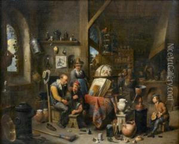 Le Cabinet De L'alchimiste Oil Painting - Gerard Thomas