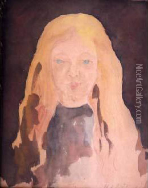 Portrait D'une Fillette Blonde (1912) Oil Painting - Stephane De Terlikowski