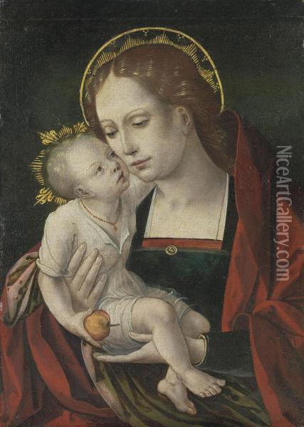 Virgin And Child Oil Painting - The Master Of The Female Half-Lengths