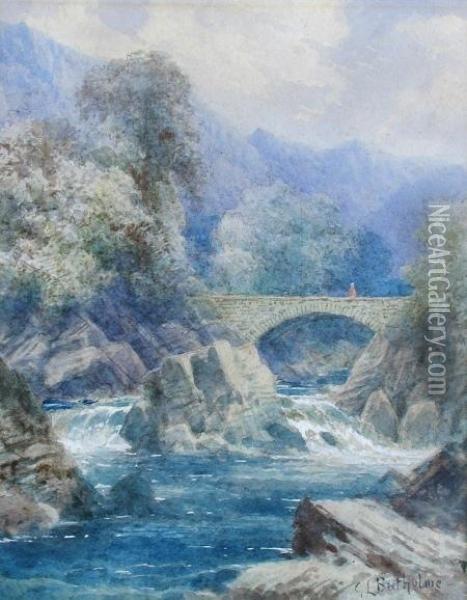 The Lledr Bridge Oil Painting - George Law Beetholme
