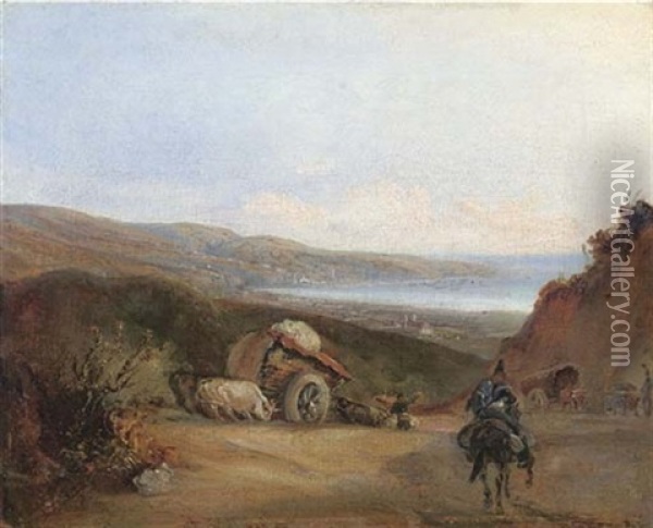 Valparaiso From The Road To Santiago Oil Painting - Johann Moritz Rugendas