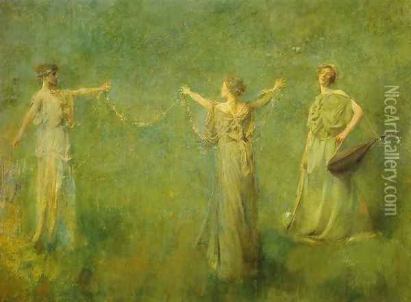 The Garland Oil Painting - Thomas Wilmer Dewing