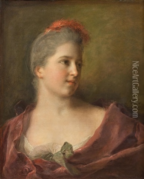 Portrait De Madame Francois-philippe Brochier, Nee Charlotte-claudine Nattier, Fille De L'artiste Oil Painting - Jean Marc Nattier