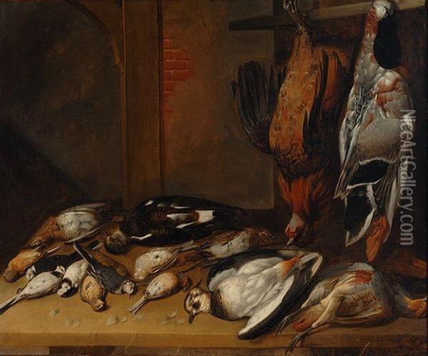 Still Life With Poultry Oil Painting - Francis Barlow
