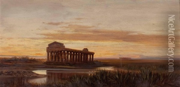 Der Hera-tempel In Pastum Oil Painting - Alois Zimmermann