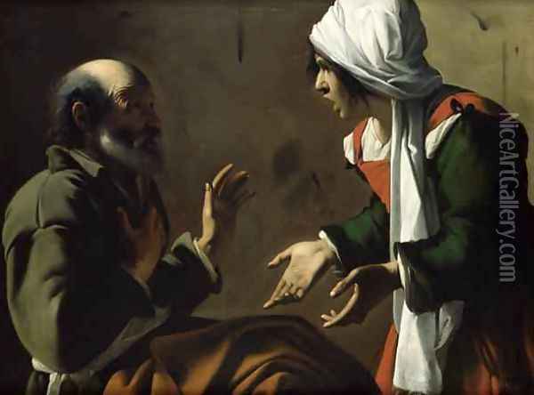 The Denial of St. Peter Oil Painting - Saraceni Pensionante de