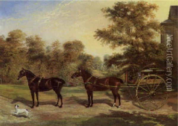 Carriage Horses Oil Painting - Benjamin Cam Norton