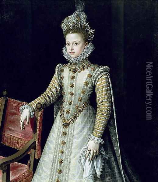 The Infanta Isabel Clara Eugenie 1566-1633 1579 Oil Painting - Alonso Sanchez Coello