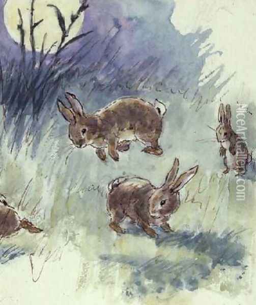 Illustration from the Busy Bunny Book Oil Painting - Alan Wright