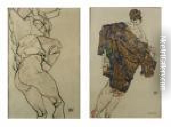 Erlosung And Untitled Oil Painting - Egon Schiele