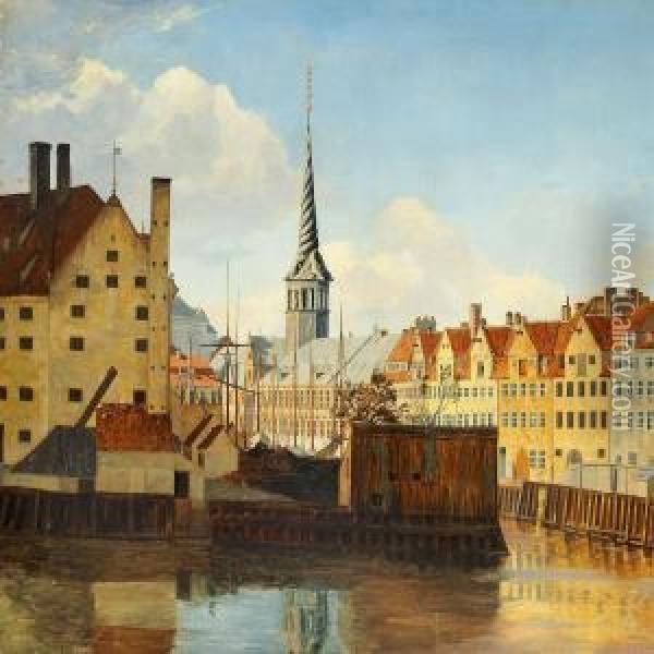 View Of Copenhagen Withthe Exchange And The Row Of Houses Known As 