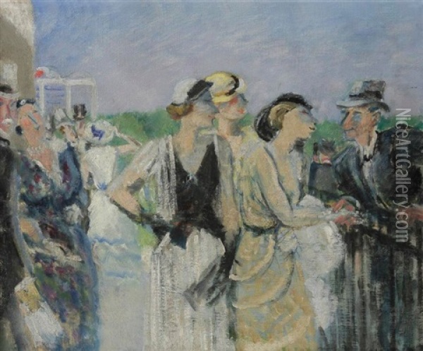 Personnage A L'hippodrome De Caen Oil Painting - Maurice Taquoy