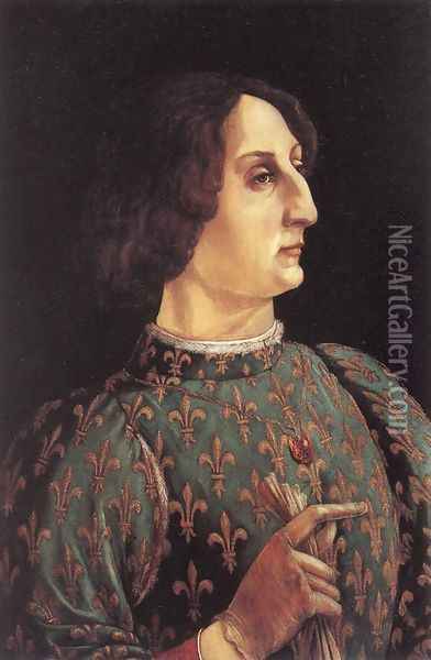 Portrait of Galeazzo Maria Sforza c. 1471 Oil Painting - Piero del Pollaiuolo
