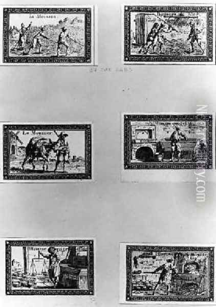 Six vignettes depicting bread making Oil Painting - Meunier