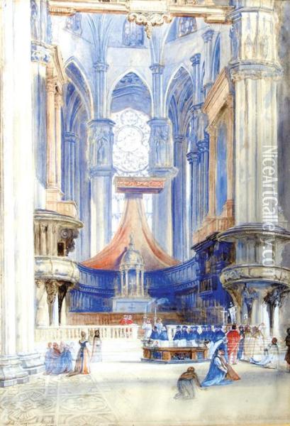 Interior Of Milan Cathedral Oil Painting - Solomon Alexander Hart