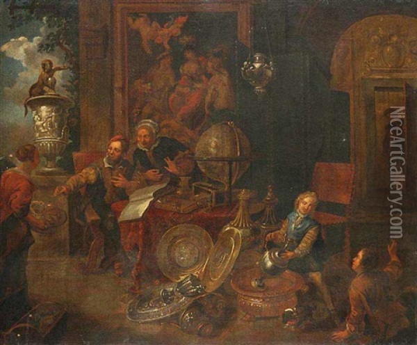 An Art Shop Oil Painting - Balthasar Van Den Bossche