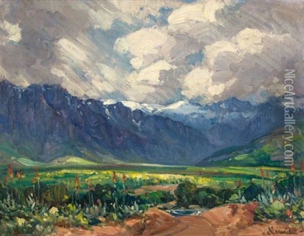 Hex River Valley, Matroosberg Mountains Beyond Oil Painting - Pieter Hugo Naude