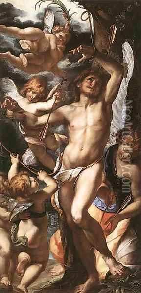 St Sebastian Tended By Angels 1610 Oil Painting - Carlo Antonio Procaccini
