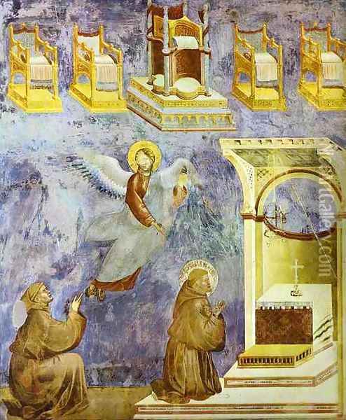 The Vision Of The Thrones 1295-1300 Oil Painting - Giotto Di Bondone