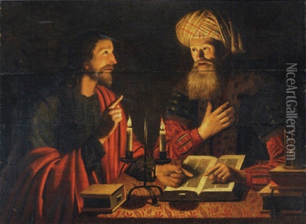 Christ Instructing Nicodemus Oil Painting - Cryn Hendricksz Volmaryn