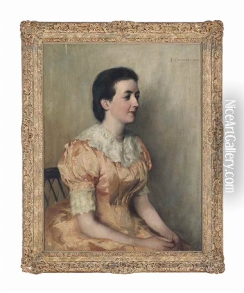Portrait Of Barbara Anne Milligan, Nee Milne Oil Painting - James Cadenhead