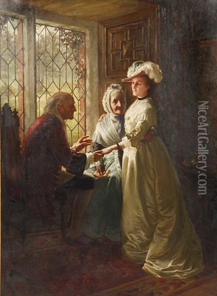 A Daughter Taking Leave Of Her Parents Oil Painting - William Brassey Hole