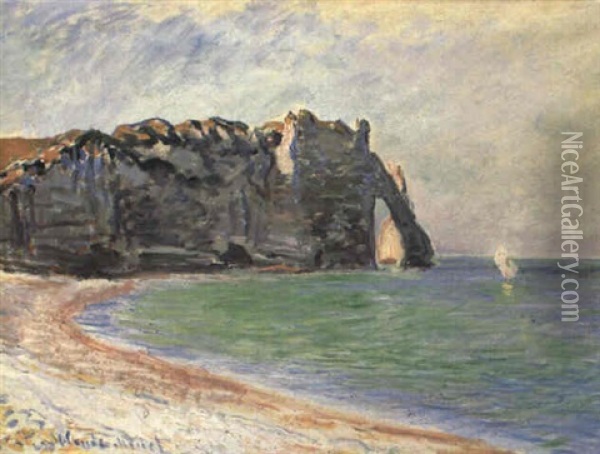 Etretat: Falaise Et Porte D'aval Oil Painting - Claude Monet