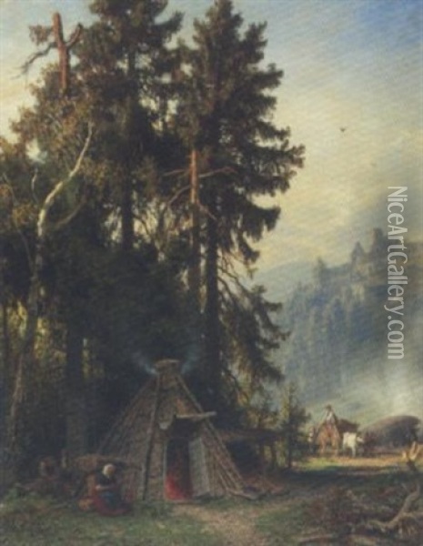 Kohlerhutteim Harz Oil Painting - Hermann Schnee