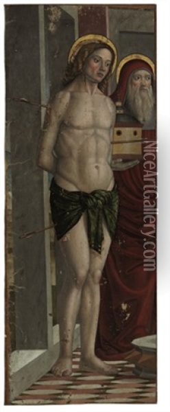 Saints Sebastian And Jerome Oil Painting - Domenico Morone