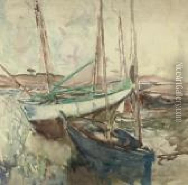 Sailing Boats At Low Tide Oil Painting - Frances Mary Hodgkins