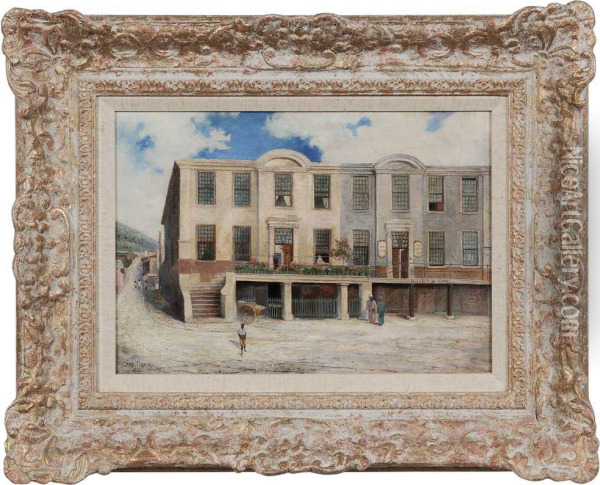 Old Dutch Houses, Buiteneracht Street (riebeeck Square), Cape Town, South Africa Oil Painting - Walter Harvey Brook