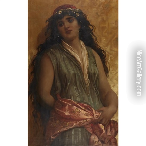 An Exotic Beauty Oil Painting - Virgilio Tojetti
