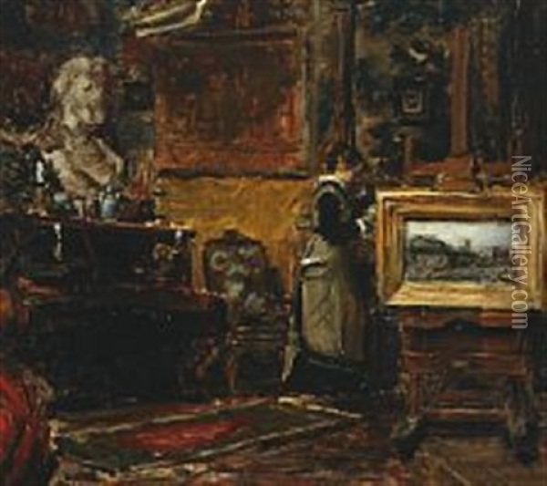 I Atelieret Oil Painting - Karl Johan Vilhelm Madsen