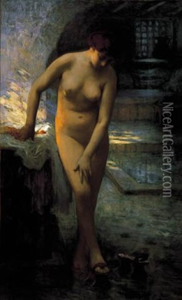 The Bather Oil Painting - Frederick Arthur Bridgman