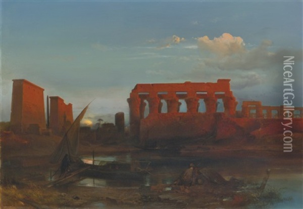 The Temple Of Luxor Oil Painting - Jacob Jacobs